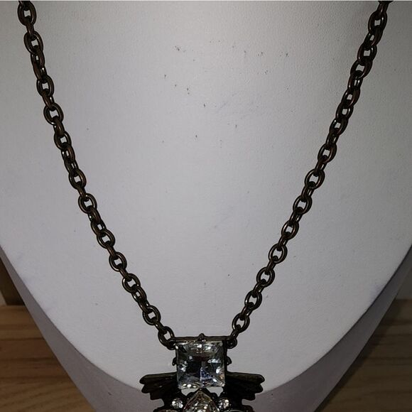 Elegant Silver and Black Statement Necklace. 17" - Picture 4 of 5